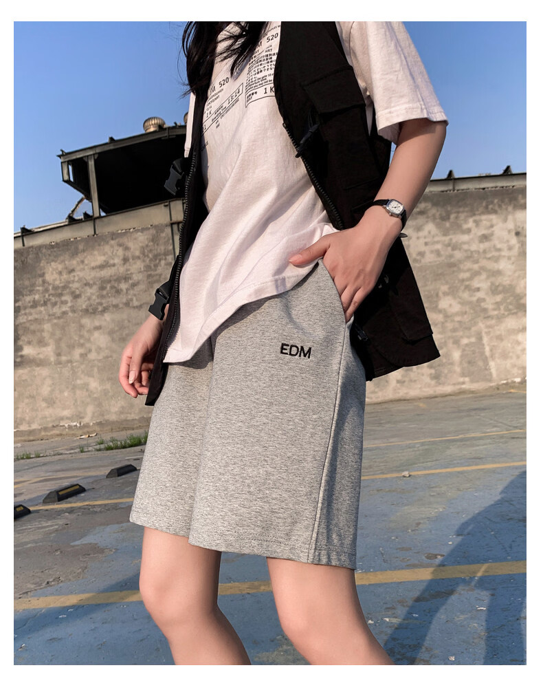 Langsha Women's Sports Shorts Pure Cotton Summer Thin Loose 2026 New Casual Five-Point Pants Trendy Ins Hong Kong Style Retro Mid-Length Shorts 17