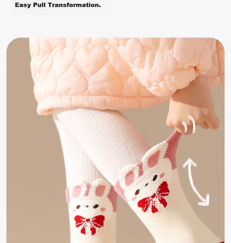 YUZHAOLIN 5 Pairs Girls' Autumn Winter Thickened Fleece Lined Mid-Calf Warm Socks for Children 11