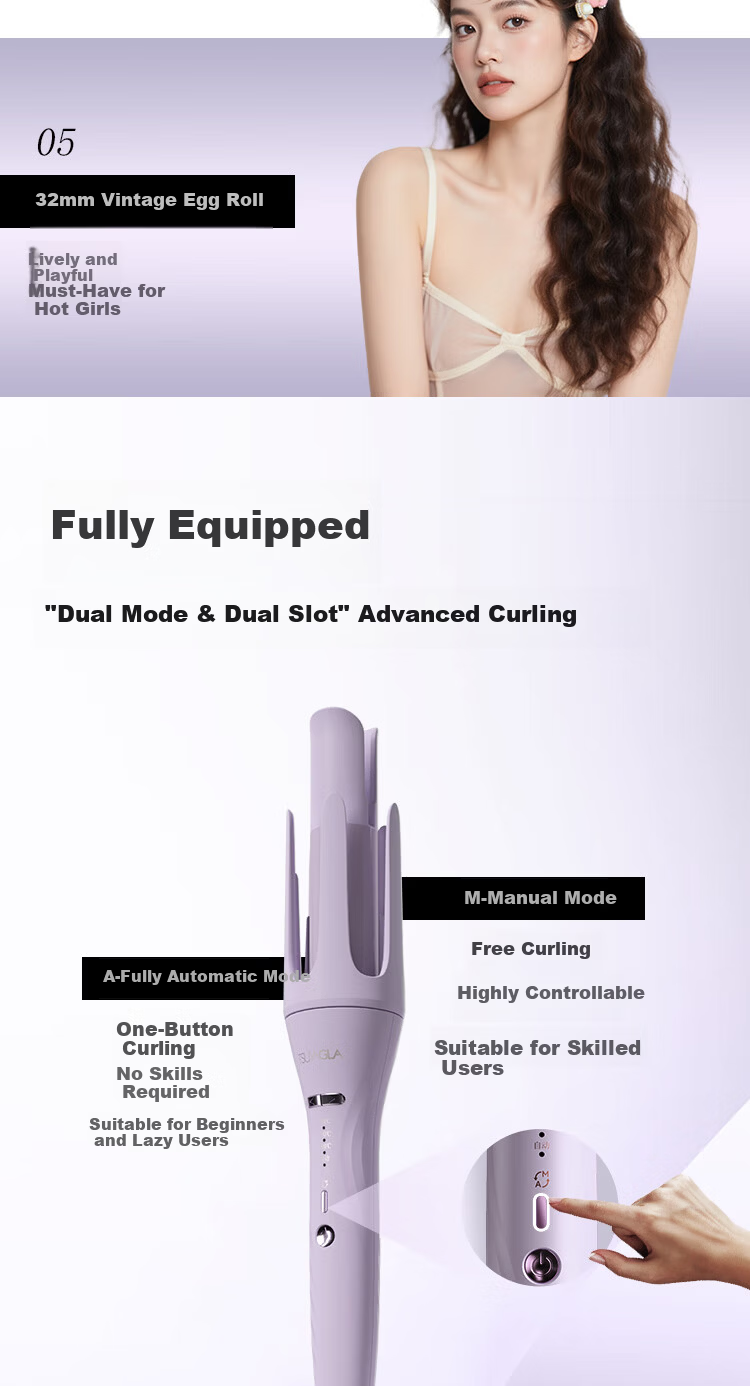 Cuiya 32mm Automatic Curling Iron 4-in-1 Curling Wand Big Curl Egg Roll Curling Iron Negative Ion Mother's Day Gift T313 7