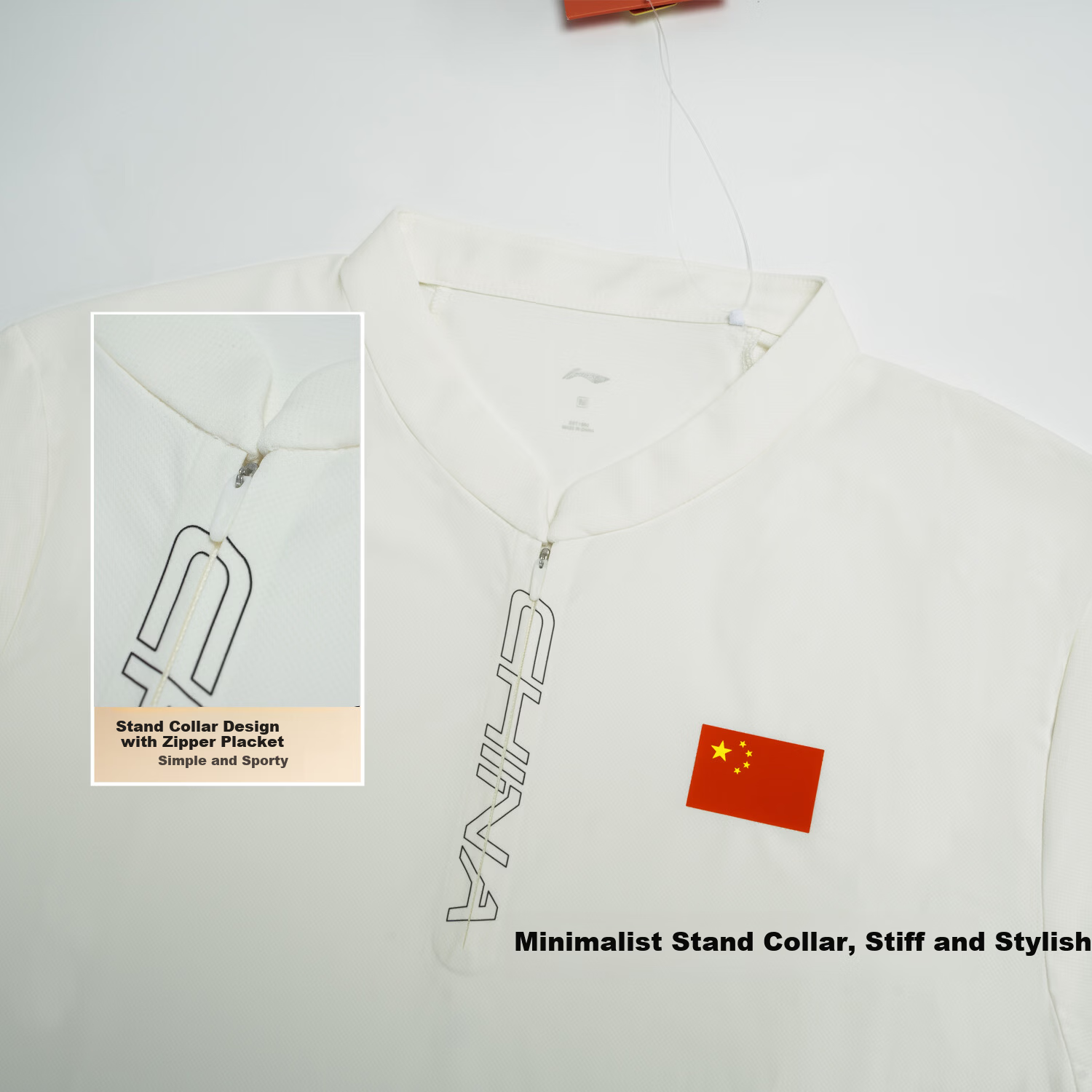 Li-Ning Glory National Flag Logo Stand-Collar POLO Shirt for Men And Women, Quick-Dry Cool-Feeling High-Elasticity Sports Executive Business Short-Sleeve Champion Style