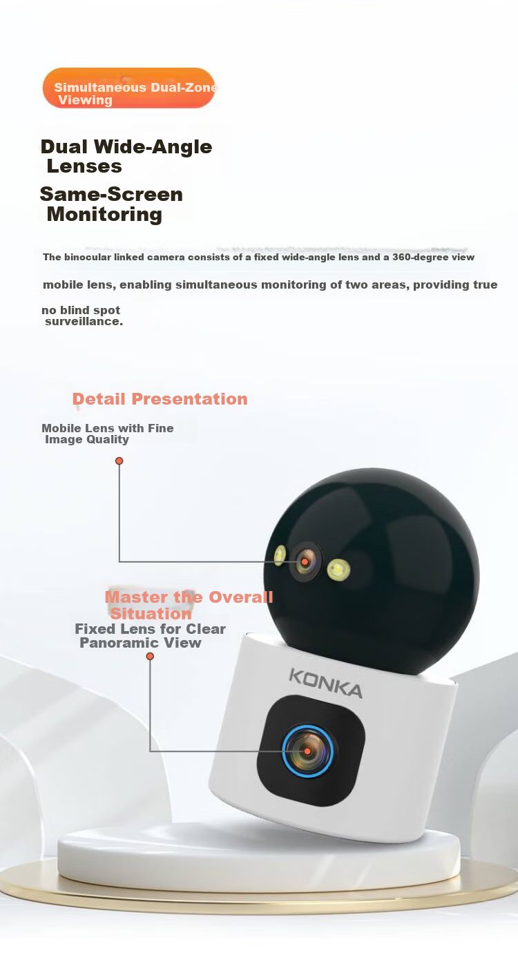 Konka Wireless Home Security Camera Indoor HD Two-Way Video Call Remote Mobile Monitoring 360-Degree Panoramic Night Vision Voice Intercom 5