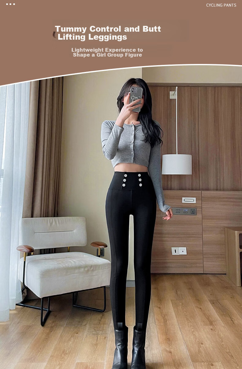 Langsha Women's Spring Thin Leggings, Hip-Lifting, Tummy Control, High-Waist Slim Fit Black Pencil Pants 1