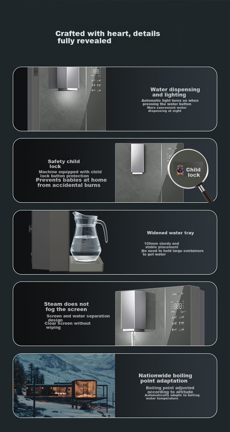 Casarte Wall-Mounted Pipeline Machine Zhijing Golden Steel Core Hot and Cold Household Dining Cabinet Water Dispenser Main Pipeline Stainless Steel 0 Silicone Odorless High Flow 8°C Ice Water Purifier 13