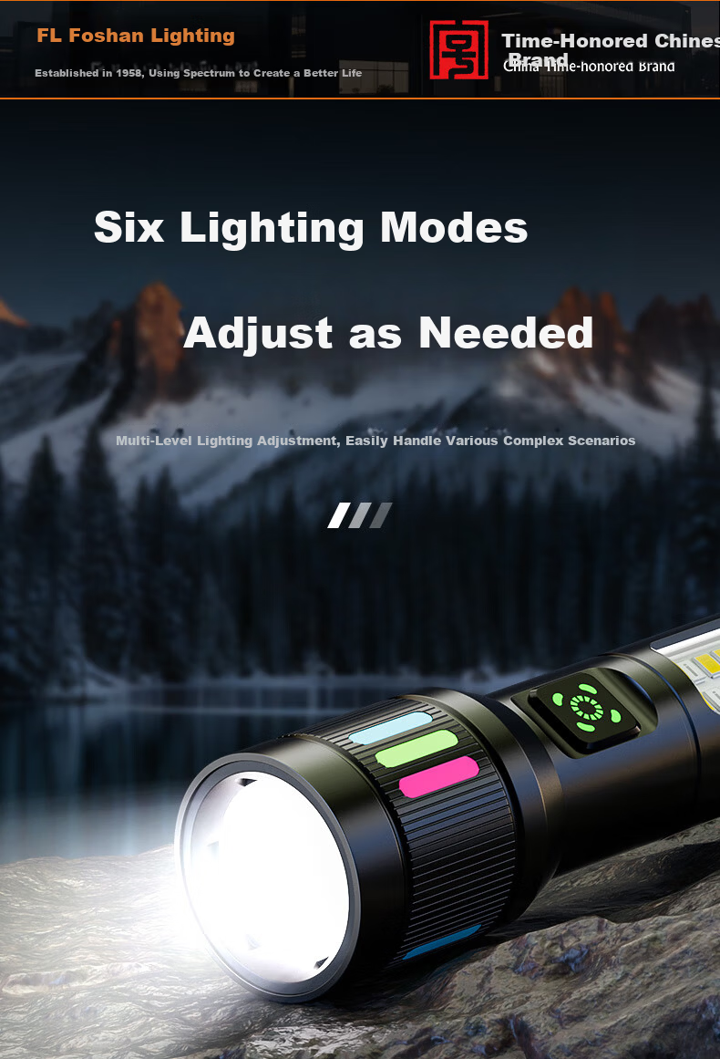Foshan Lighting High-Power Flashlight Zoomable Long-Range Outdoor Laser Super Bright Rechargeable Portable Emergency Lighting 9