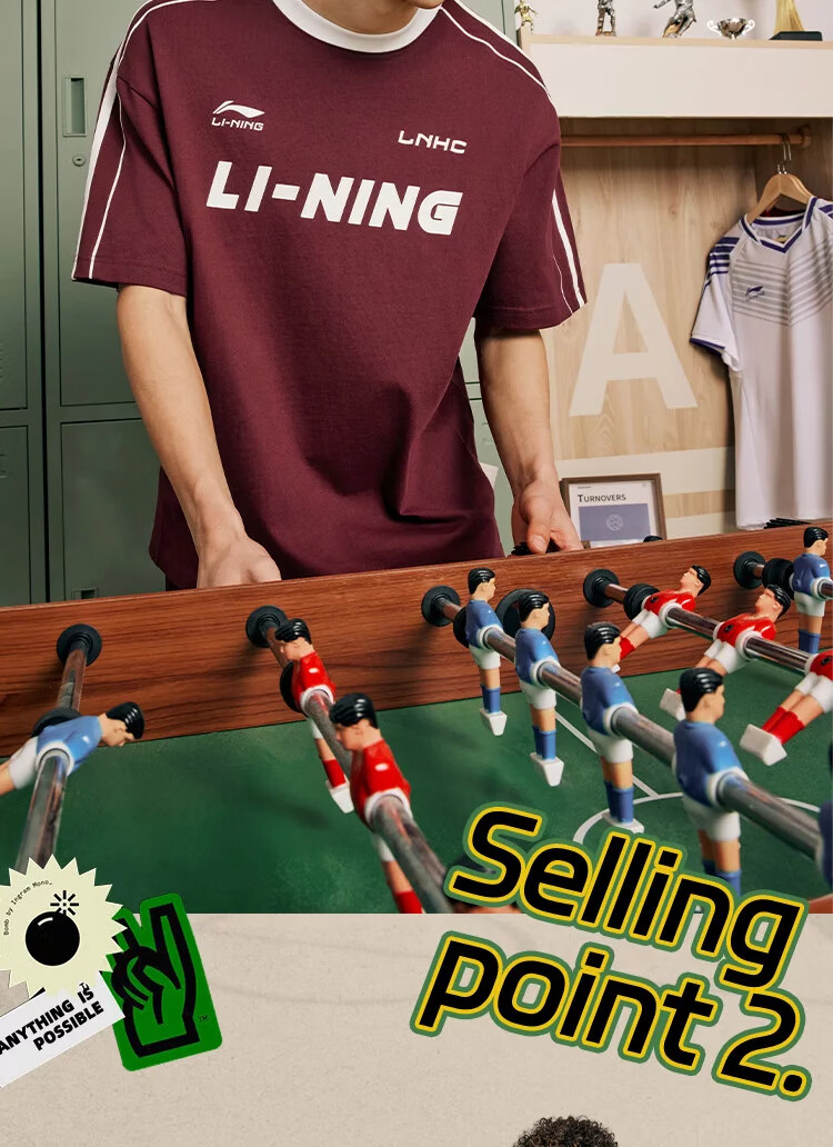 LI-NING Lightweight Loose Breathable Unisex Short Sleeve Crew Neck Football Element Casual Sports T-Shirt Men’s 5