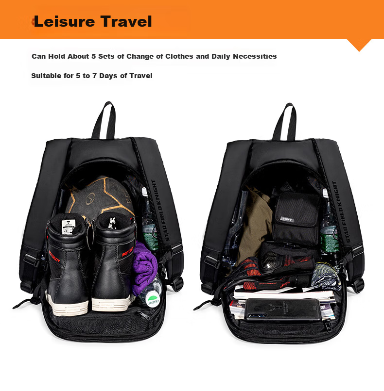 STAR FIELD KNIGHT Motorcycle Riding Helmet Bag Backpack Multifunctional Large Capacity Water-Resistant Travel Full-Face Helmet Shoulder Bag Knight Gear 6