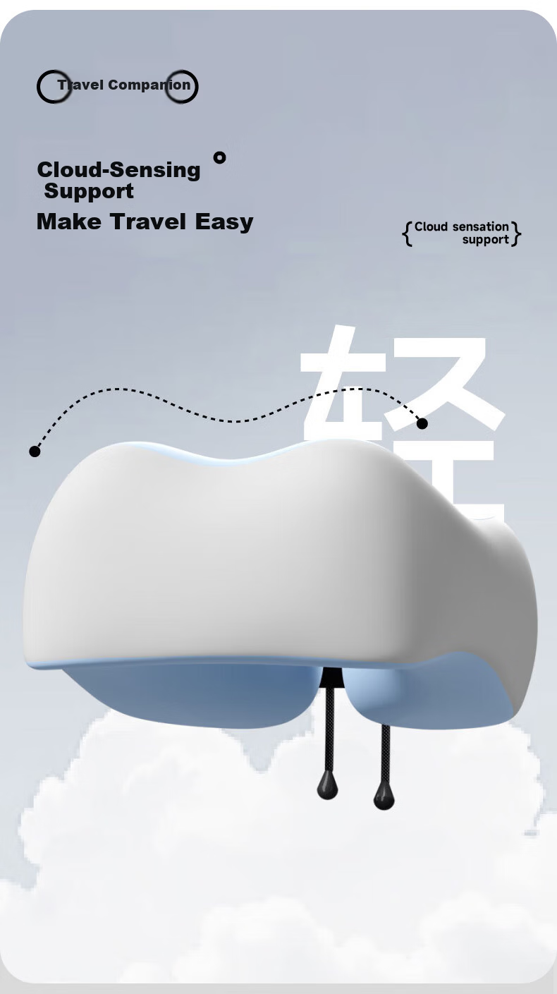 40,000 KM Memory Foam U-Shaped Neck Pillow Portable Foldable Travel Neck Pillow for High-Speed Rail, Airplane, Office, and Nap 5