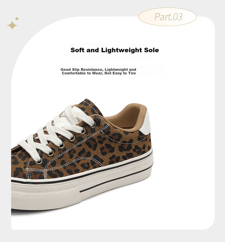 DAPHNE Women's Shoes 2026 Summer New Leopard Print Soft Sole Sneakers Casual Canvas Shoes Brown Size 38 7