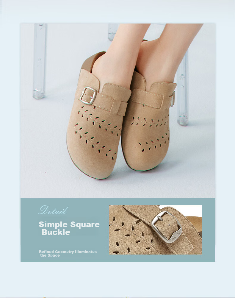 BASTO 26 Summer Birk Style Simple Fashion Retro Casual Women's Slippers D5006BH6 Apricot Size 38 5