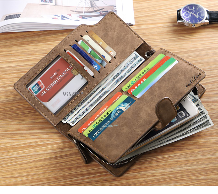 MashaLanti Men's Wallet, Long Style, Large Capacity, Leather Billfold, Handheld Multi-Card Slots, Coin Purse, All-In Design, Father's Day Gift 28