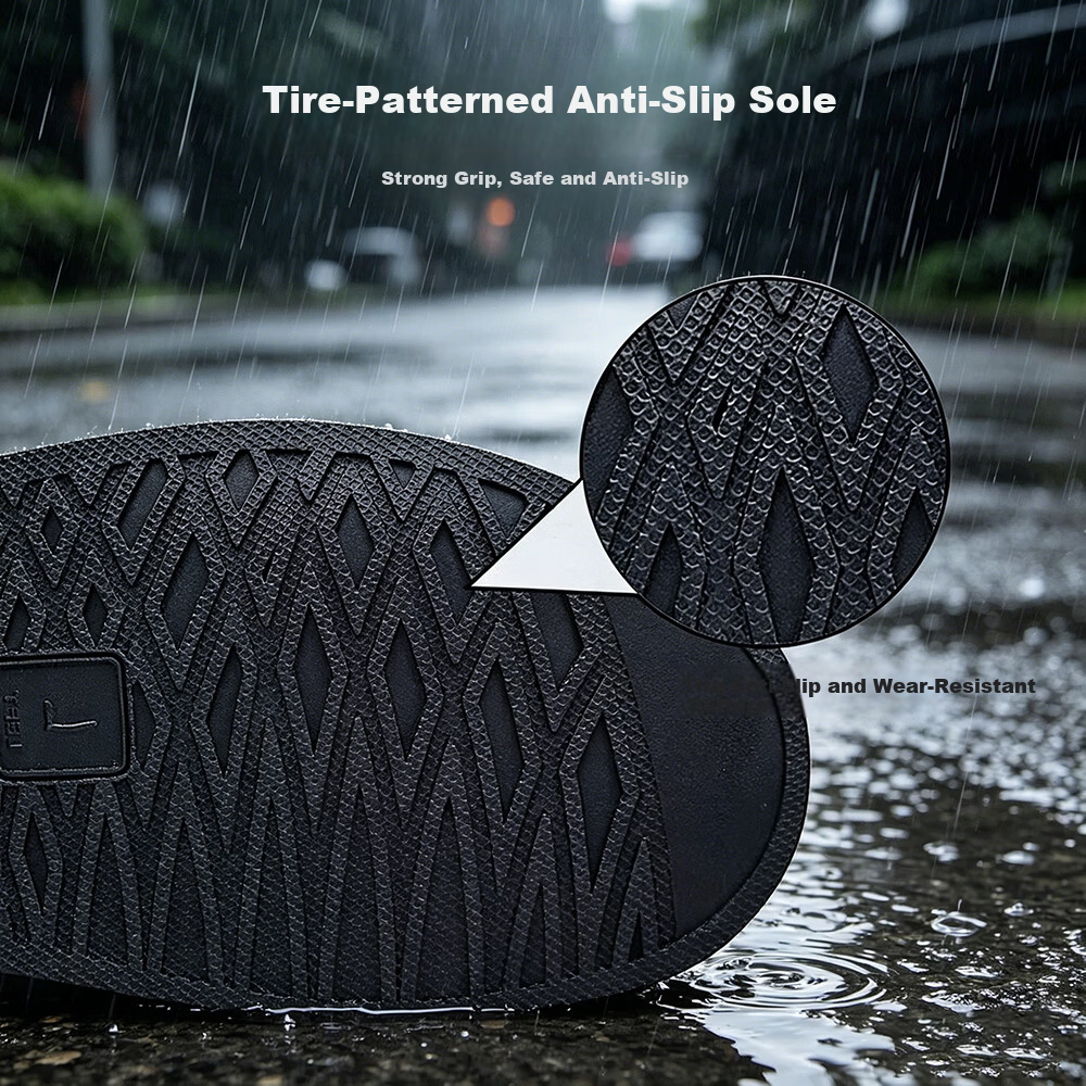 Andatong Waterproof Sandproof Rain Shoe Covers Outdoor Snowproof Non-slip Wear-resistant Adult Mid-High Boot Covers Size L 40-42 2