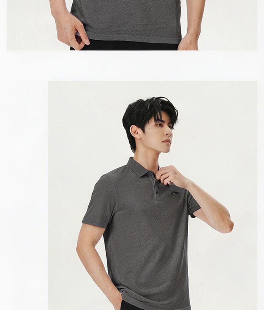LI-NING Men's Polo Shirt Short Sleeve 2026 Summer New Cotton Breathable High-End Men's T-Shirt Sportswear 25