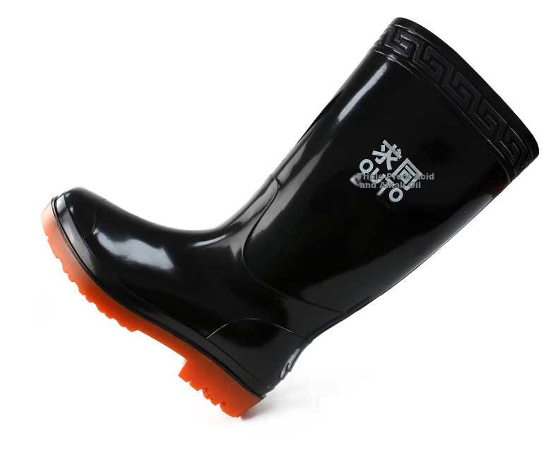 Qutong High Tube Waterproof Rain Boots Outdoor Wear-Resistant Rubber Shoes Cowhide Sole Non-Slip Oil-Resistant Acid-Base Resistant Rain Boots for Beachcombing Size 41 Black 10