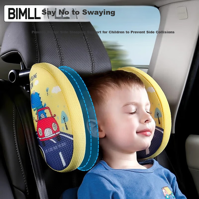 BIMLL Car Headrest Neck Pillow Memory Foam Children's Rear Seat Sleeping Pillow Side Sleep Support Cushion