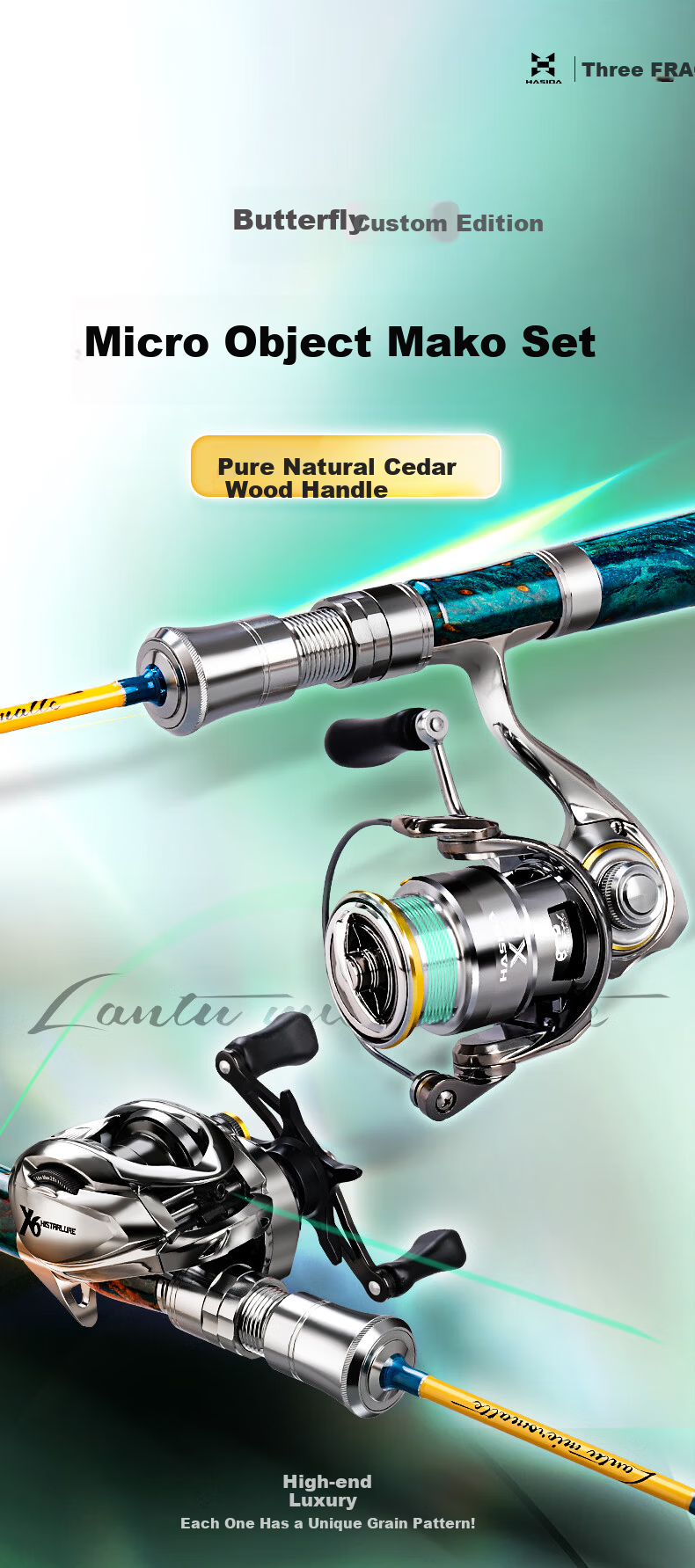 HISTAR Butterfly Custom Edition Micro Lure Fishing Rod 1.5m UL + X6 Spinning Reel + Line Bait 1