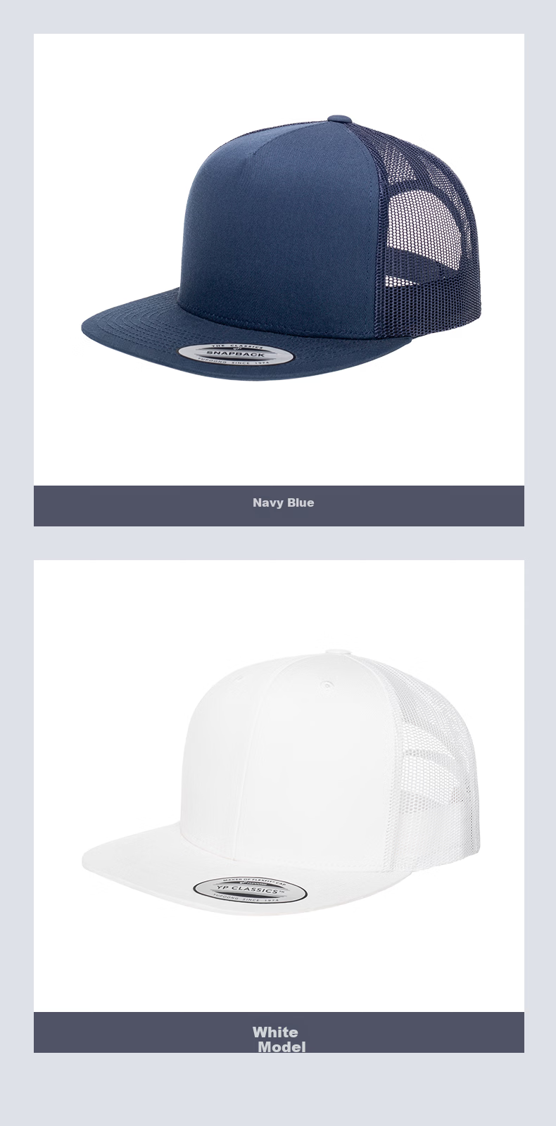 FLEXFIT Men's Imported Baseball Cap Summer Mesh High-Top Sun Protection Five-Panel Flat Brim Ins Trendy Mesh Hat 13