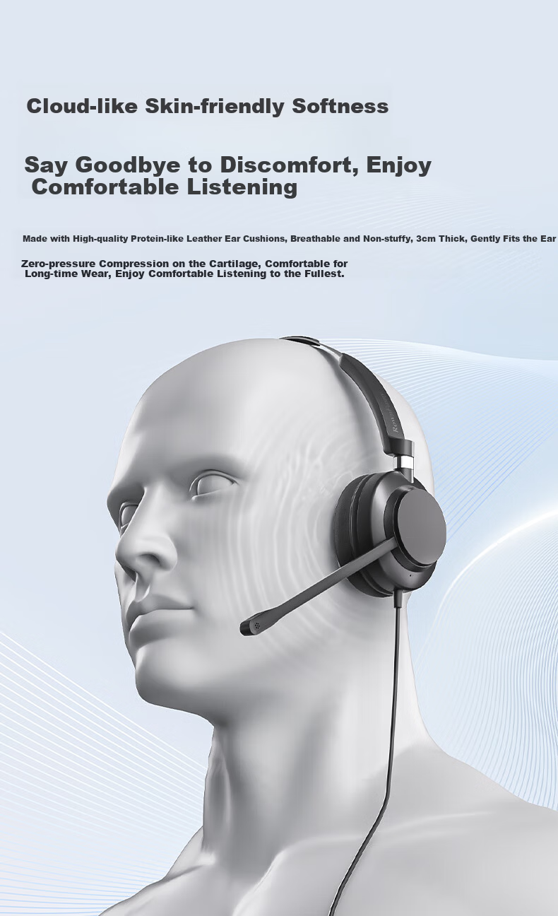 RownFusny EH16 Over-Ear Noise Cancelling Call Center Headset Single Ear Training Conference Headset QD Interface (Without Cable) 5