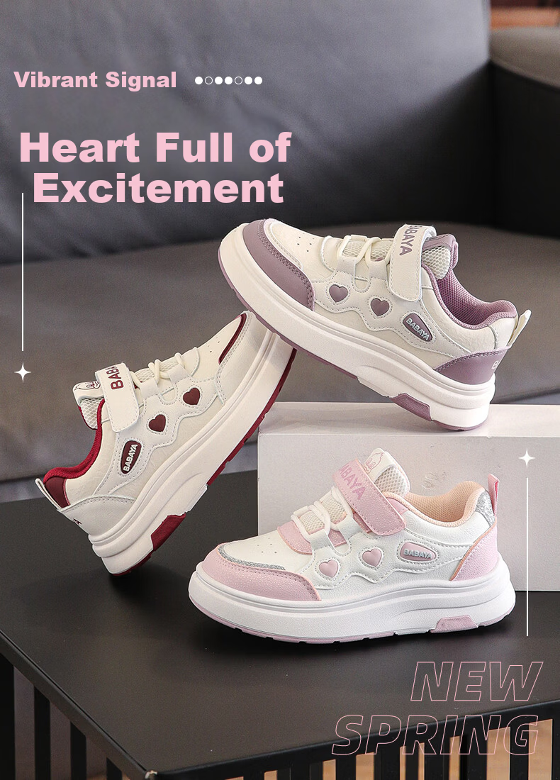 Baba Duck Kids Sports Shoes Girls High-Value White Sneakers School Casual Skate Shoes 51856 White Pink Size 27 1