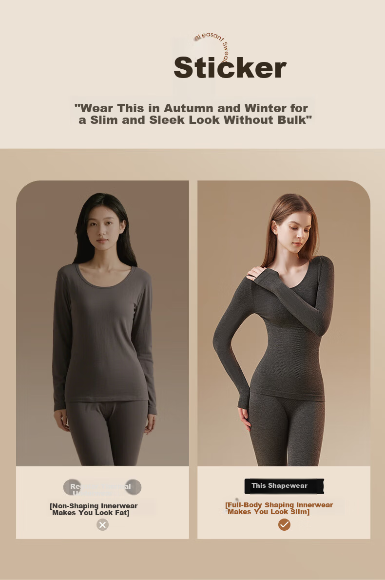 Miiow Women's Slimming Wool Thermal Underwear Set Autumn Winter Warm Base Layer 5