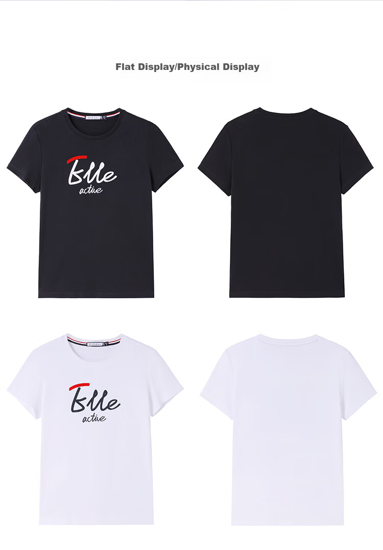 ELLE ACTIVE Fashion Versatile Antibacterial Short Sleeve T-Shirt Women Slim Fit High Cotton Content Summer New Round Neck Top Navy Blue XL 16