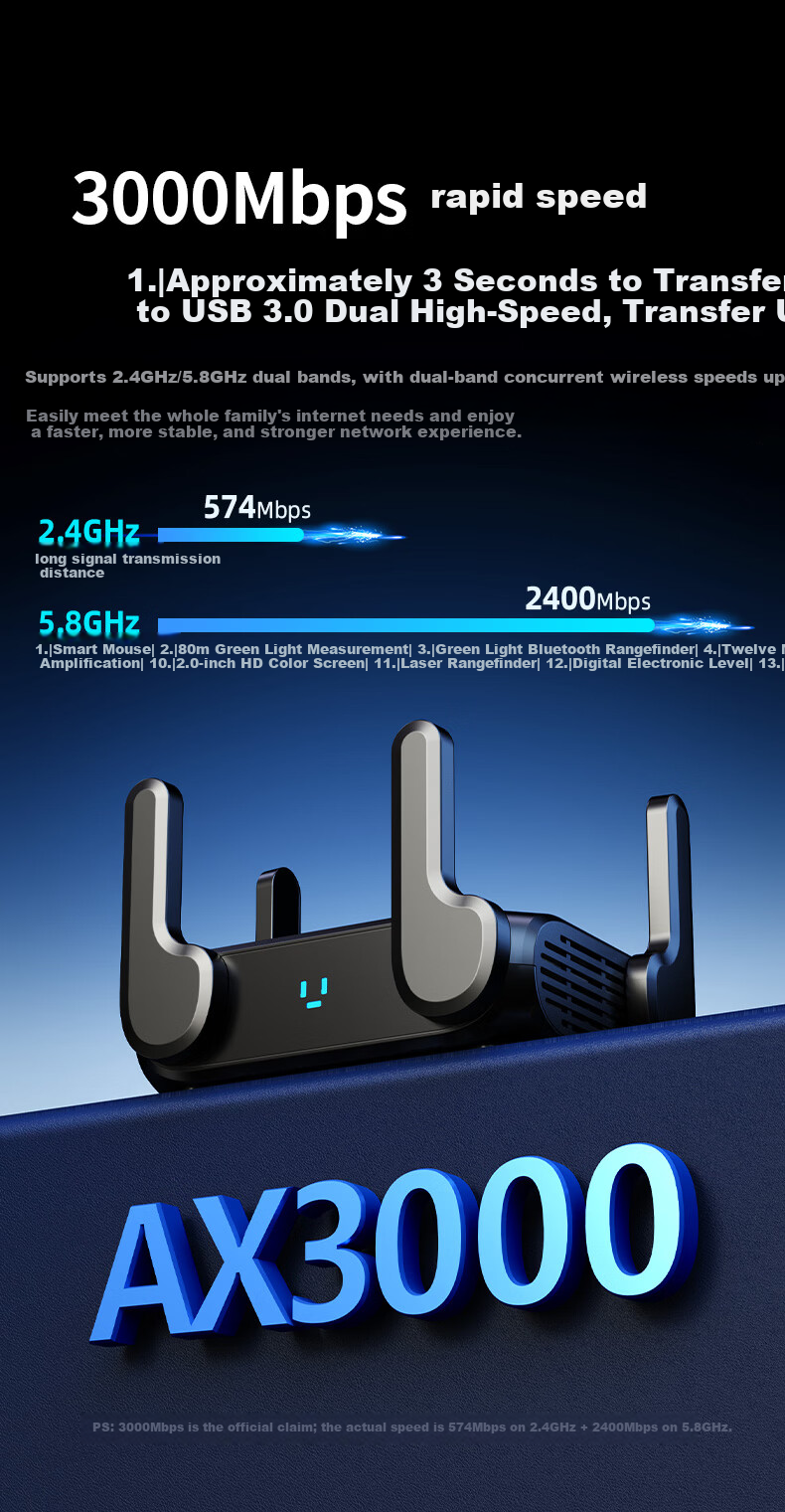 COMFAST WIFI6 AX3000 Mini Wireless Router Gigabit 5G Dual-Band 512MB RAM 2.5G Port USB Power Bank Support Lightweight NAS Storage Portable Travel Router 3