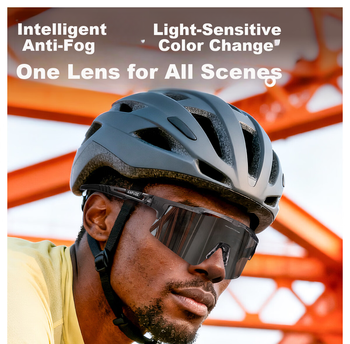 KAPVOE Warrior Anti-Fog Cycling Glasses Photochromic Day-Night Dual-Use Windproof Sandproof Sports Professional Mountain Road Bike 1