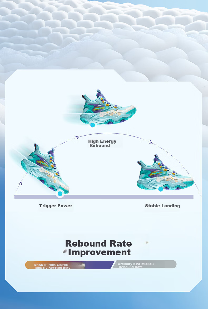 ERKE Children's Basketball Shoes for Spring, Boys' Lace-Up Shock-Absorbing Sneakers, Micro-Crystal White/beeswax Orange, Size 39 6