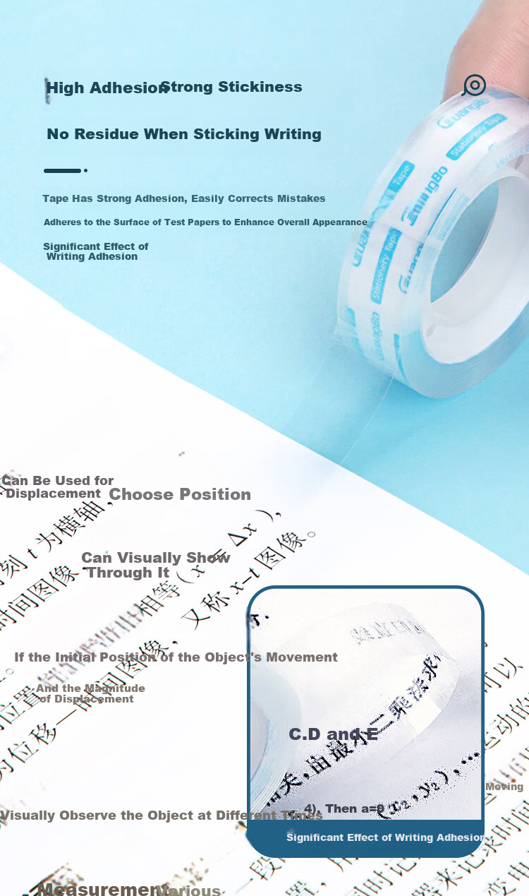 GuangBo High Transparency Tape 8 Rolls 12mm x 20y 18.28m per Roll Office Supplies TM-13 5