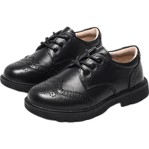 Aokang Children's Shoes, Boys' Leather Shoes, Black Soft-Soled Performance Shoes, Spring And Autumn New Style, British Style Genuine Leather Performance Shoes for Older Childre