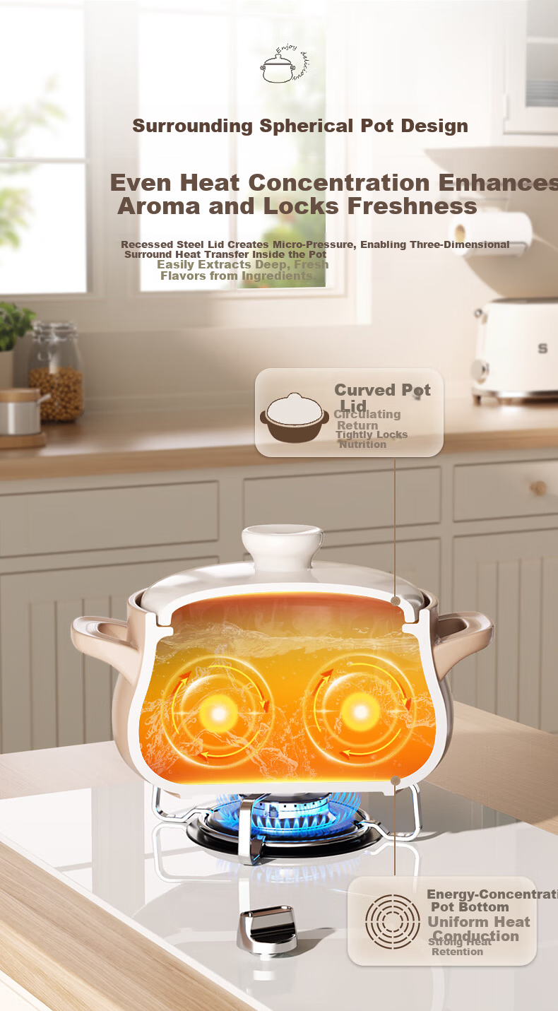 KOBACH Large Belly Pot, Heat-Resistant, Crack-Resistant, Suitable for Claypot Rice, Chinese Herbal Medicine Decoction, Soup Cooking, Stewing Pot, Ceramic Cookware for Home Use 4
