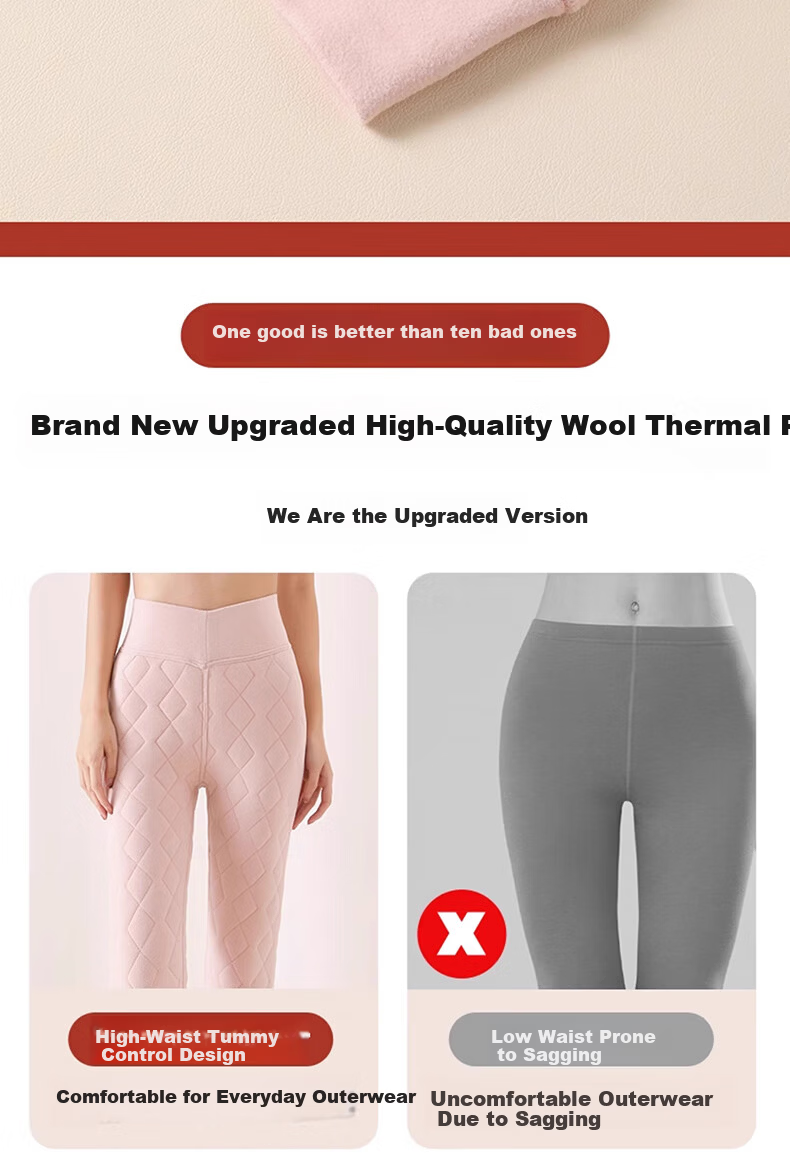 Borui Women's Wool Thermal Pants High Waist Autumn Winter Fleece Lined Thickened Leggings Extra Thick Lamb Wool Cotton Pants Northeast Style 16
