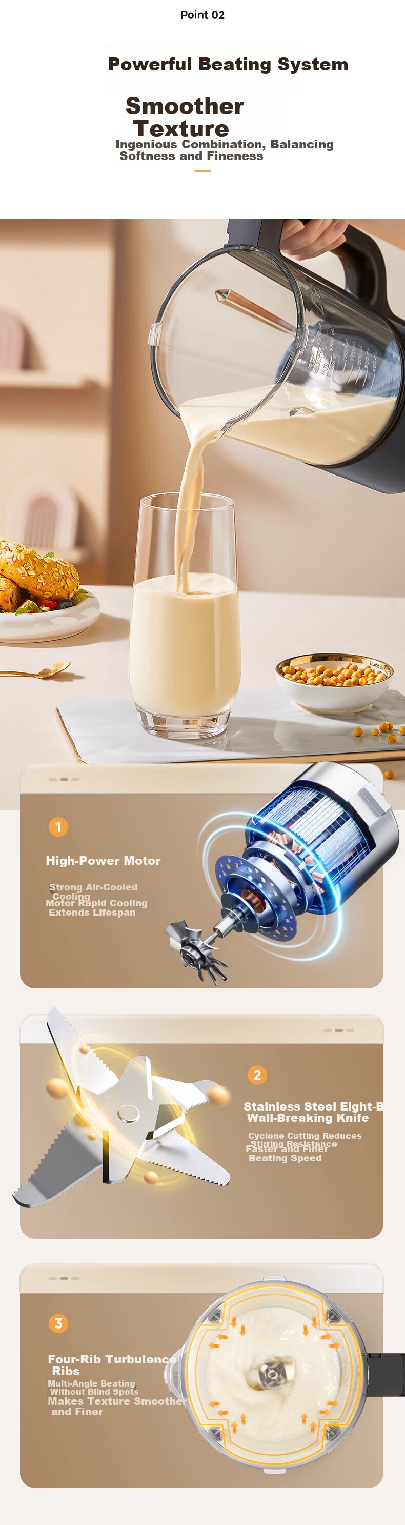 Midea High-Speed Blender, Soy Milk Maker for Home Use, Detachable And Washable, 1.75L Juicer, Quiet Operation, Food Processor for 3-5 People, High-Temperature Sterilization, MJ-PB1S1 8