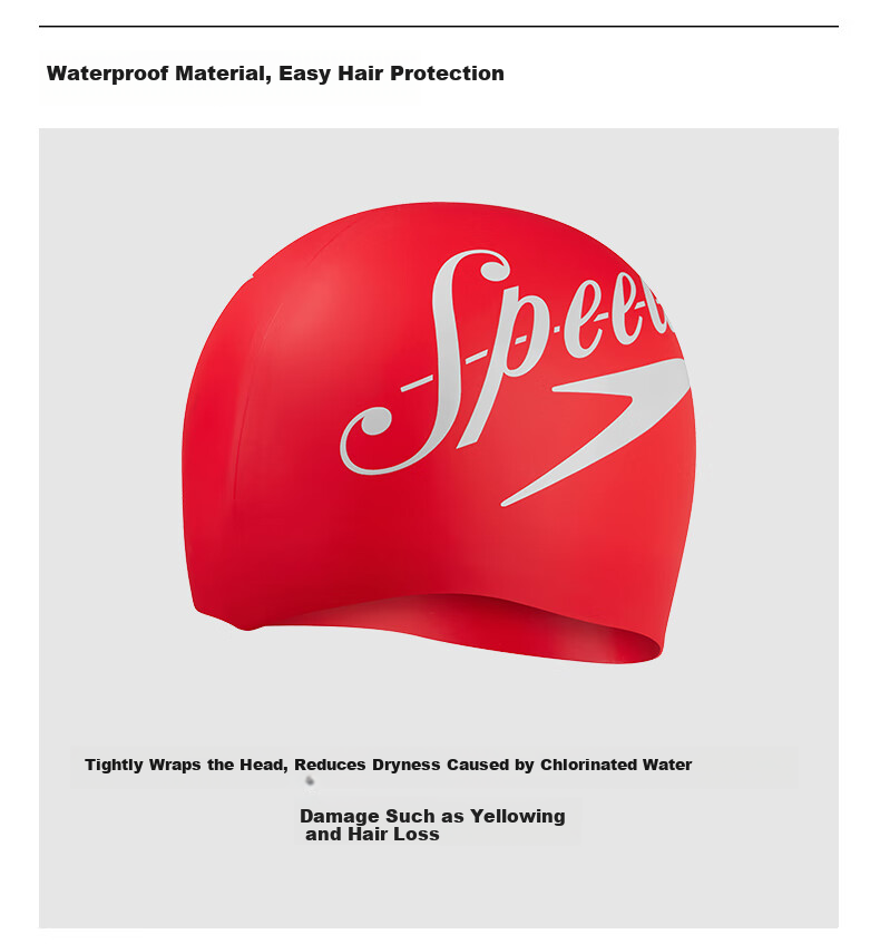 Speedo Logo Printed Silicone Swim Cap, Flexible And Bouncy, Waterproof Hair Protection, Unisex for Men And Women, Blue/white 7