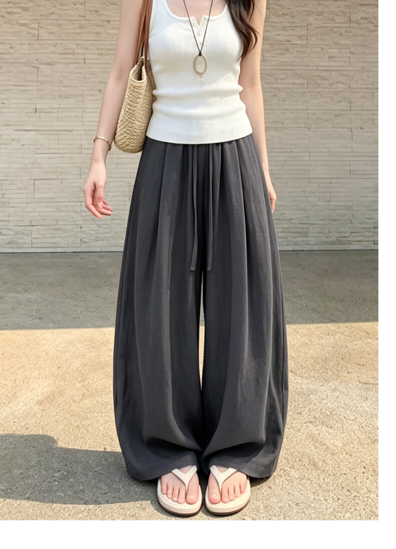 Langsha Linen Wide-Leg Pants for Women 2026 New Summer Thin High-Waist Breathable Relaxed Casual Curved Leg Pants 19