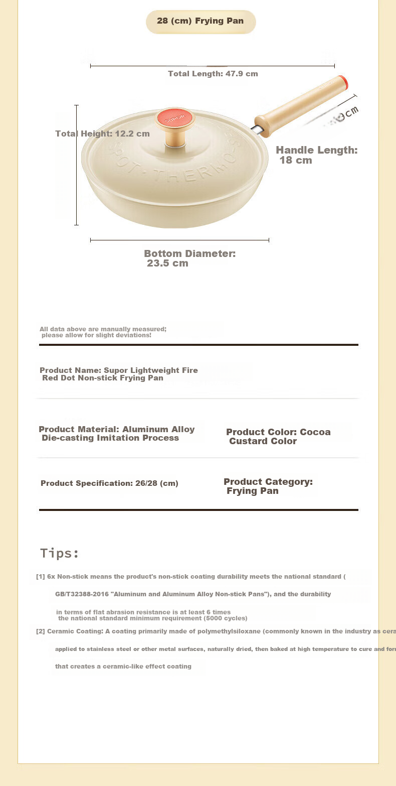 SUPOR 26cm Lightweight Red Dot Non-Stick Frying Pan Multi-Functional Flat Bottom Skillet EJ26QLP01 16