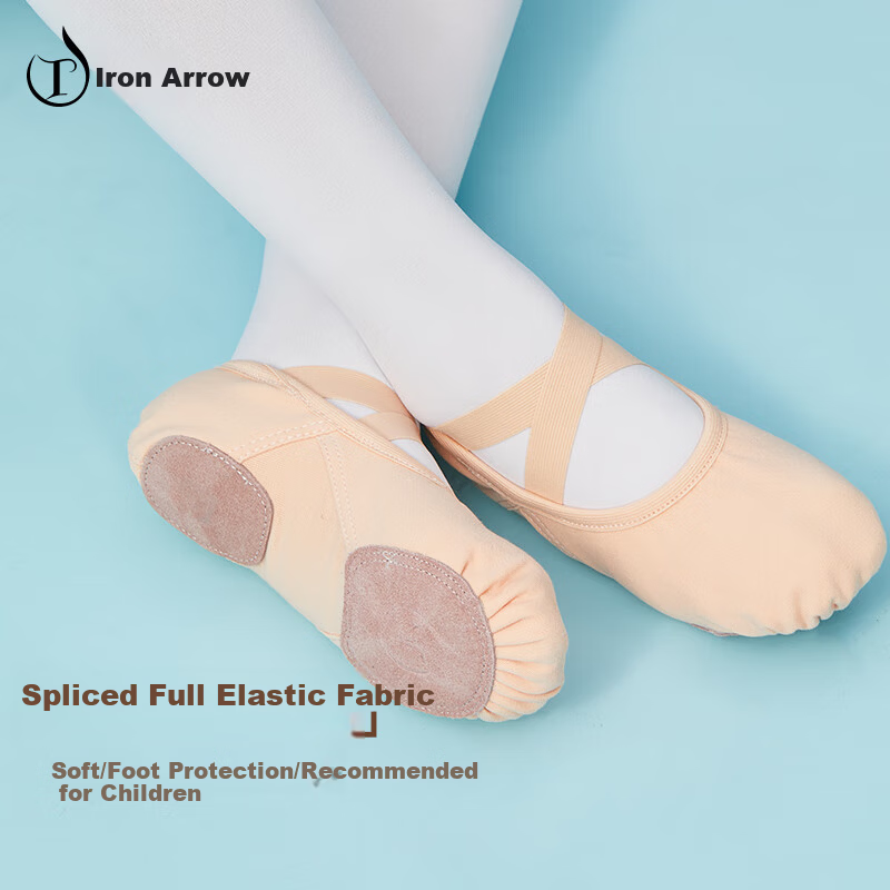 TIEJIAN Dance Shoes Adult Children Spliced Elastic Fabric Ballet Practice Shoes Unisex Chinese Classical Dance Shoes Nude Pink Size 35