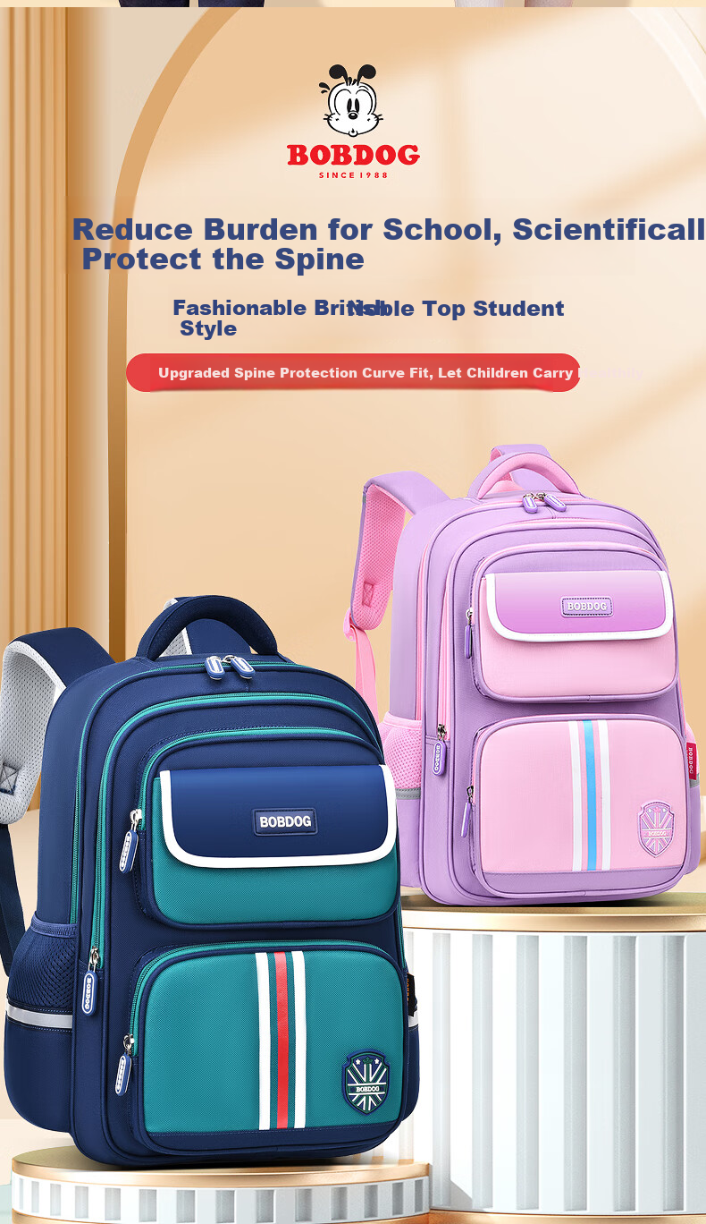 BOBDOG Kids Backpack for Grades 1-6, Ultra Lightweight Large Capacity School Bag for Boys and Girls 1