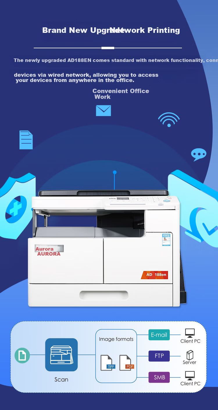 AURORA AD227 Large Office Commercial A3/A4 Black And White Printing Multifunction Machine with Duplex Copying And Scanning (Including Document Feeder, Single Paper Tray, Workstation, On-Site Installation) 1