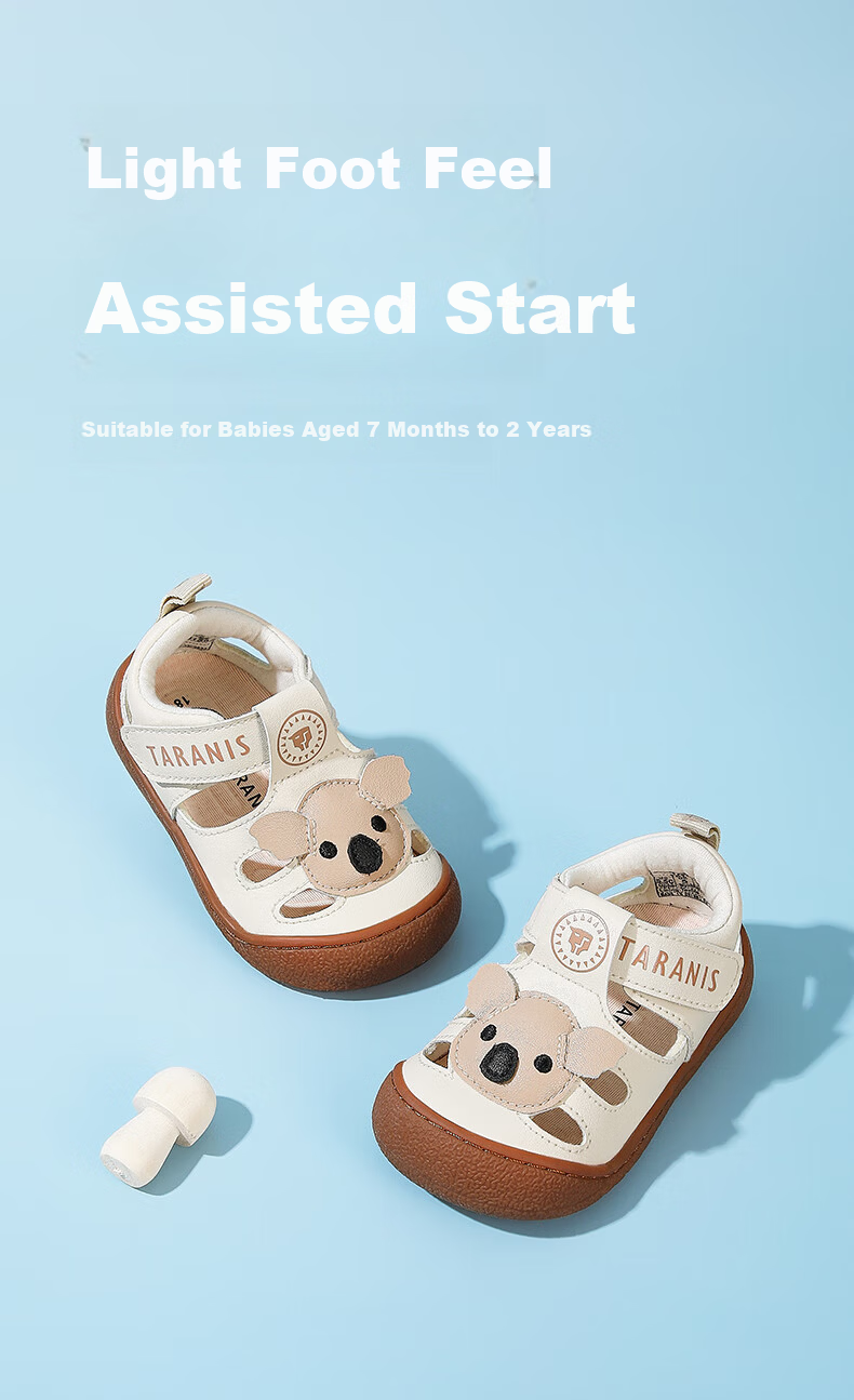 Tilanis Summer Infant Toddler Pre-Walking Breathable Learning Shoes Functional Shoes Boys Girls Non-Slip Sandals White/Apricot Size 23 1