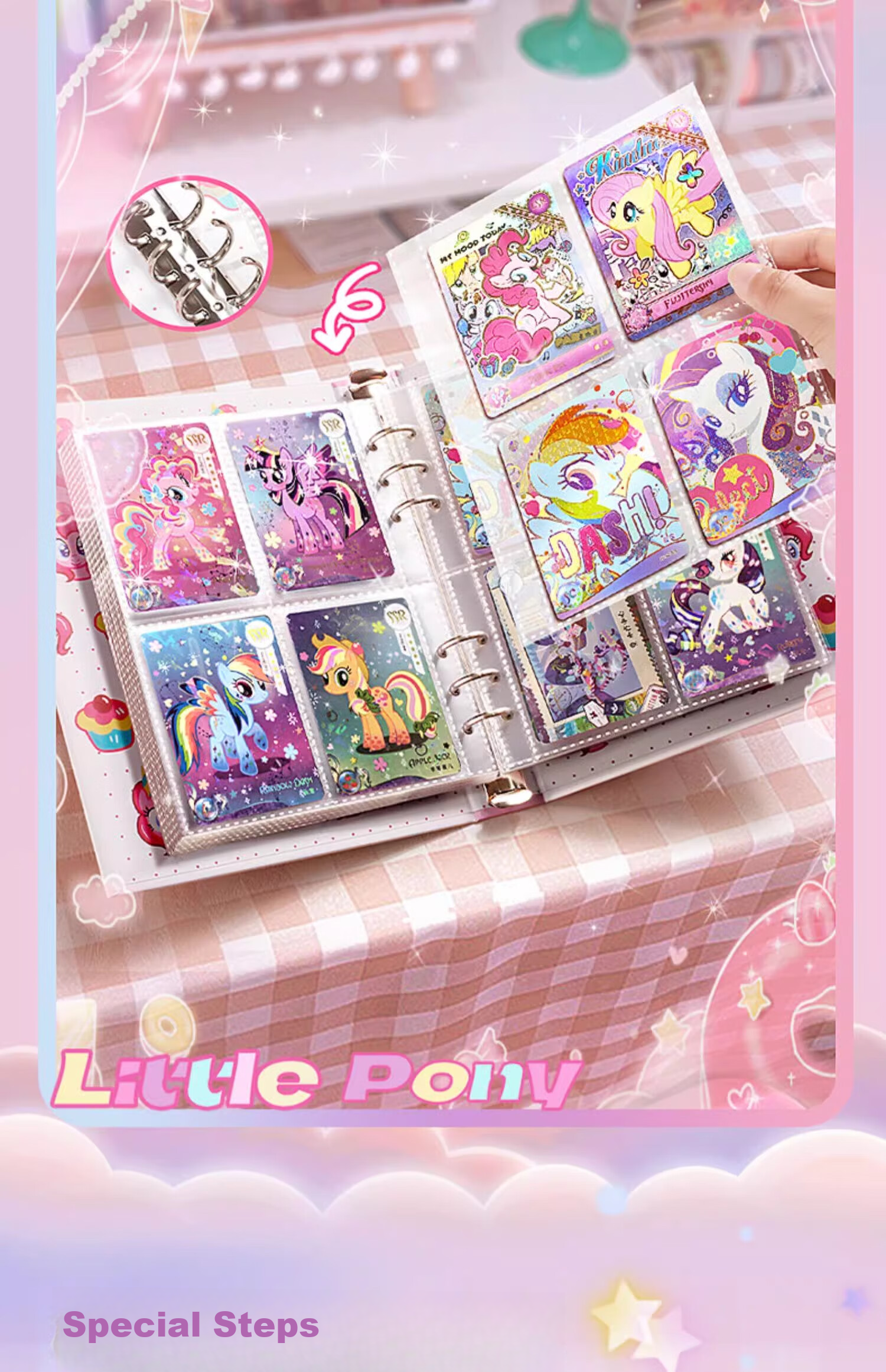Shuxing My Little Pony Card Album Card Storage Book Small Card Collection Book Large Capacity Four-Grid High-Value Children's Card Collection Book 5