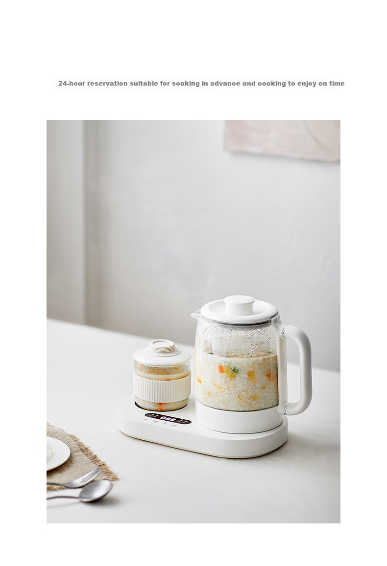 Olayks Instant Mini Health Pot Set Flower Tea Kettle 0.8L Office Heating Thermostat Coaster 2-in-1 Small Electric Kettle Tea Maker for One 22