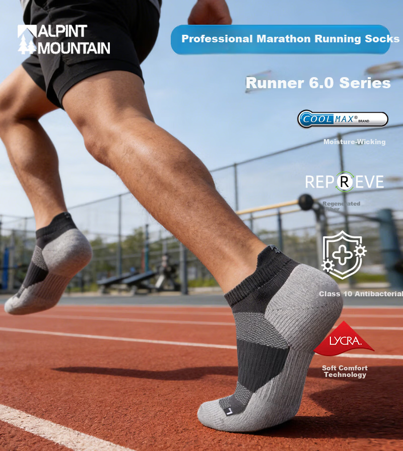ALPINT MOUNTAIN CoolMax Professional Marathon Running Socks Moisture-Wicking Outdoor Sports Socks Trail Running Men 1