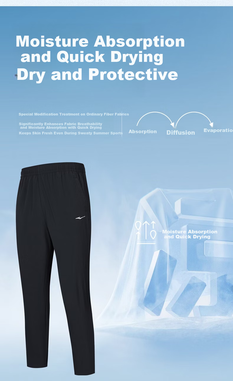 ERKE Woven Nine-Point Pants Spring Moisture-Wicking Quick-Dry Sports Pants Four-Way Stretch Ice-Feel Casual Straight Sun-Protective Pants for Men 2