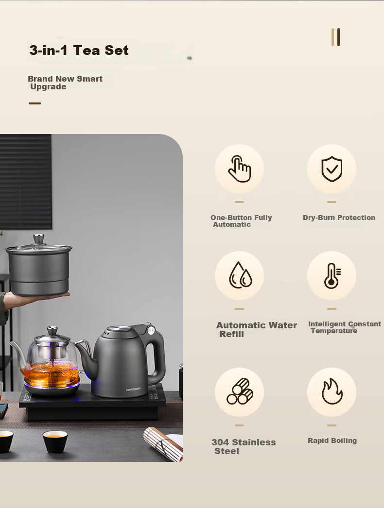 OUMETE Fully Automatic Water-Refilling Electric Kettle, Built-In Tea Table, Water-Heating Kettle, Handle Water-Refilling, Tea Brewing And Water Heating All-In Machine, 316L Insulated Tea Steeping Pot OMT-JS1927 2