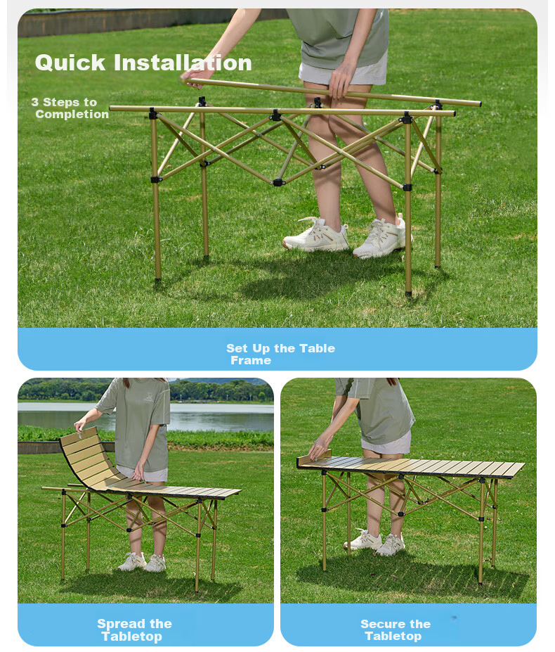 CAMEL Outdoor Folding Aluminum Alloy Camping Table Portable Picnic Roll-up Table 3667 9