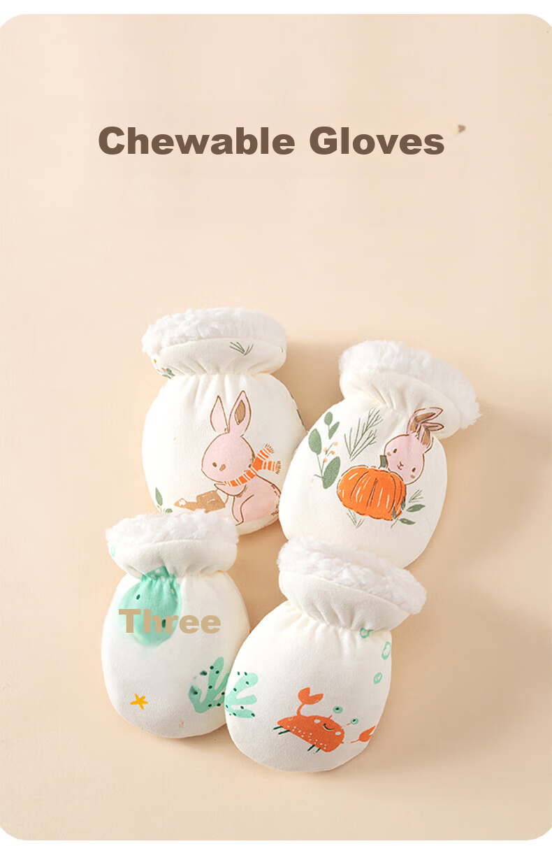 JOYNCLEON Baby Gloves Newborn Anti-Scratch Face Protection Autumn Winter Thickened Fleece Teething Gloves Jyf201007 4