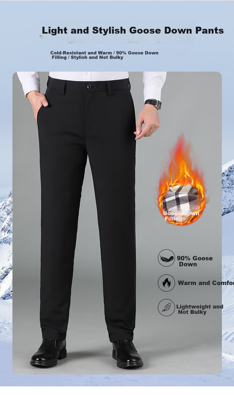 YAYA Men's 90% Goose Down Insulated Winter Suit Pants Thick Fleece Lined Straight Leg Trousers 1