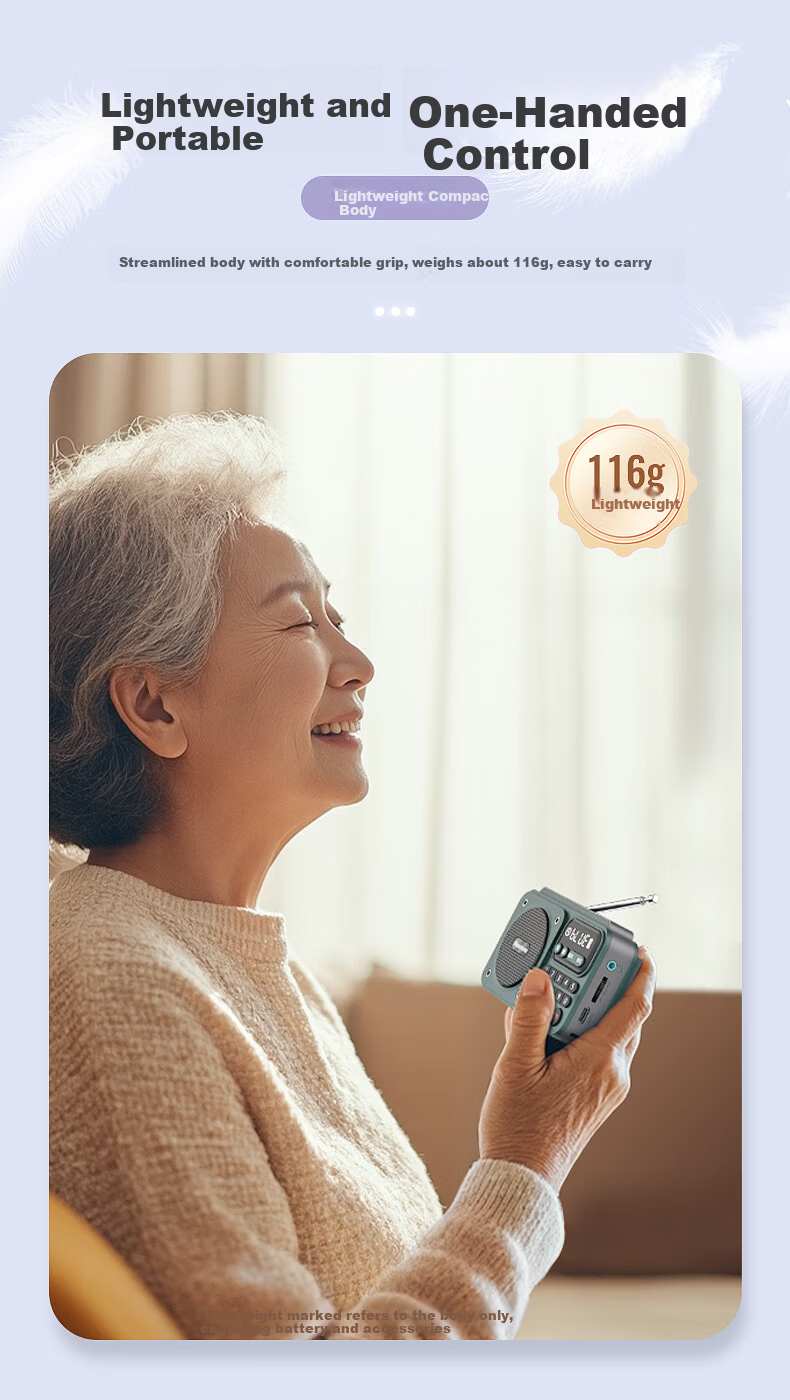 Newmine N123 Portable Mini Semiconductor Multifunction Radio Player for Elderly with Card Slot Rechargeable Bluetooth Speaker Blue 3