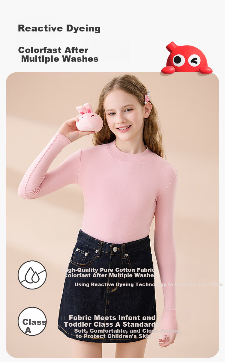 Hodo Children's Thermal Skin-Friendly Base Shirt Boys Girls Warm Underwear Autumn Winter New Thickened Thermal Top for Older Kids 11