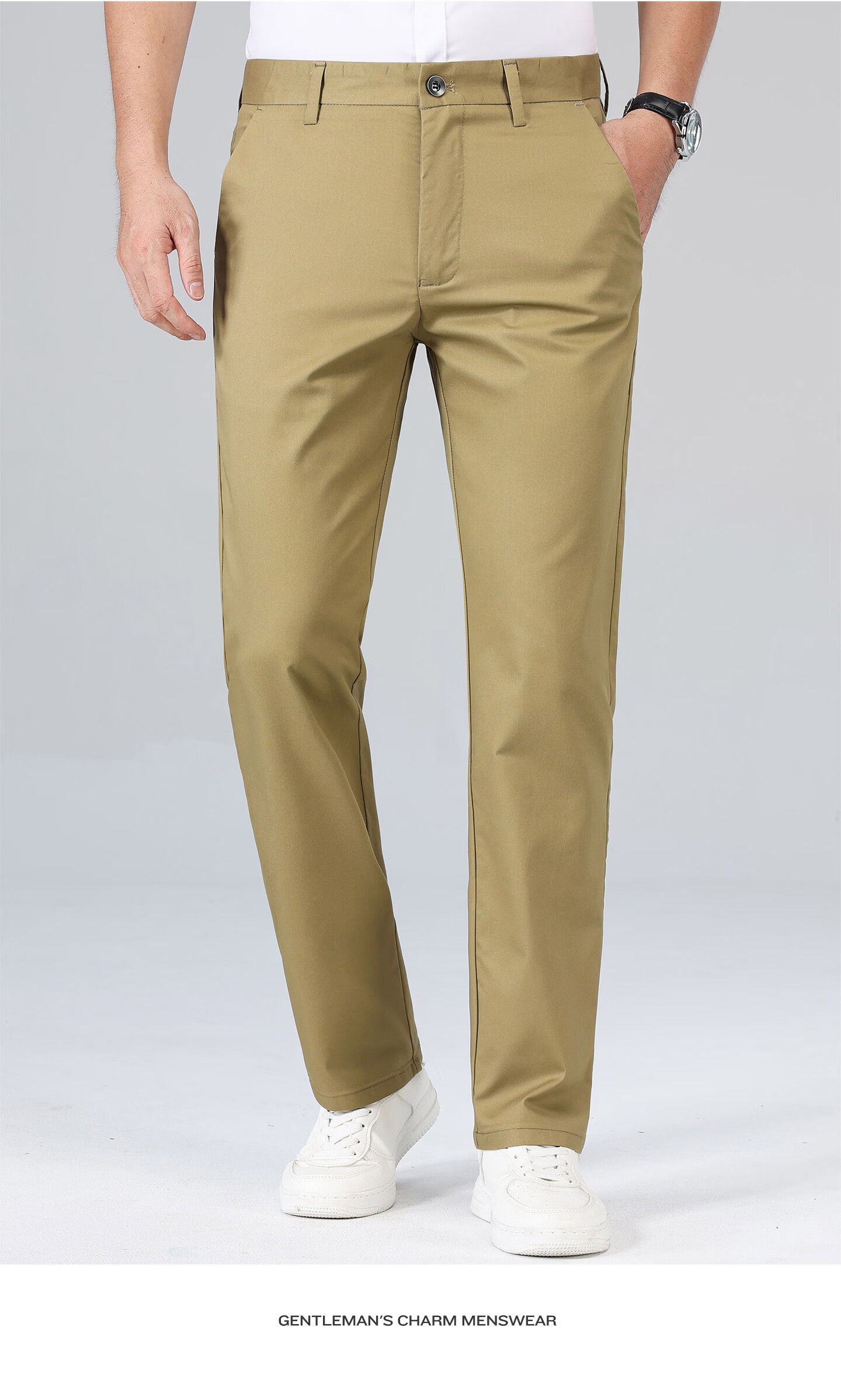 Antonio [Ice Silk & Instant Cooling] Summer Breathable Lightweight Men's Casual Pants Elastic Waist Versatile Straight Leg Trousers 13